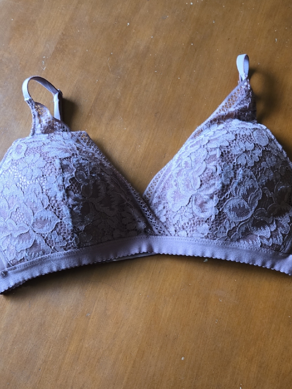 knix Lace Triangle Bralette in Soft Burgandy..